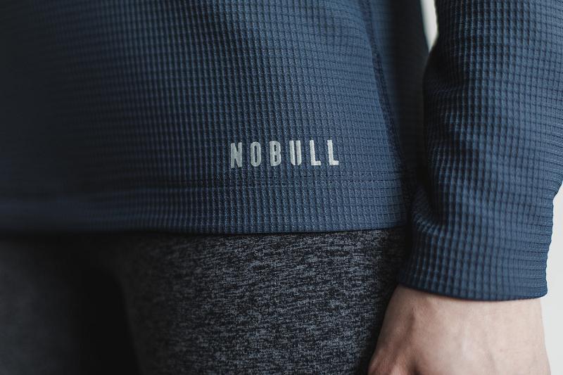 Women's Nobull WoV-Neck Waffle Long Sleeve Navy | SG M3153Q